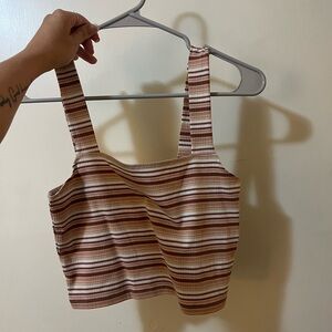 American Eagle Outfitters Striped Brown and Tan Tank Top